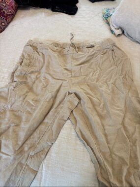 Coldwater Creek women’s Light Tan Linen-Blend Drawstring Chinos